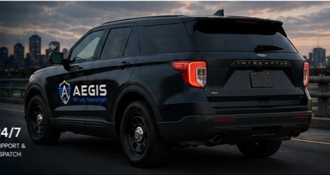 Aegis secure transport vehicle on a city roadway